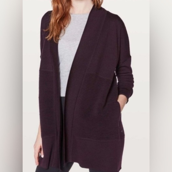 Lululemon Sit In Lotus Merino Wool Wrap Cardigan Sweater Size Medium - Picture 1 of 8